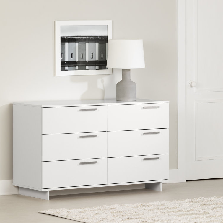 White Double Dresser with Extra Deep Drawers and Silver Handles