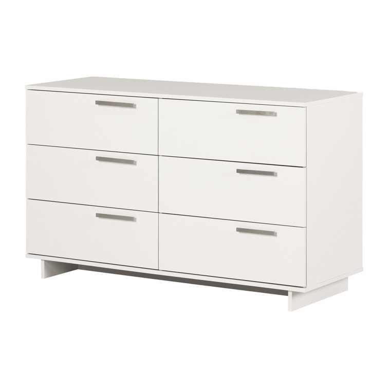 White Double Dresser with Extra Deep Drawers and Silver Handles