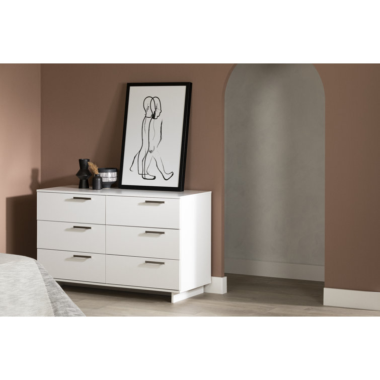 White Double Dresser with Extra Deep Drawers and Silver Handles