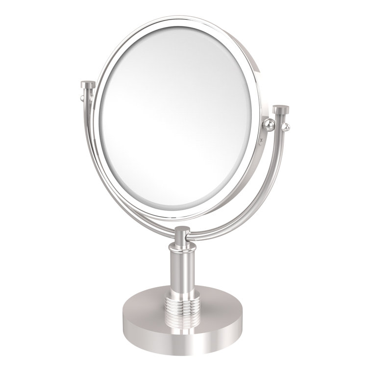 Polished Nickel 8-Inch Vanity Makeup Mirror with 5X Magnification