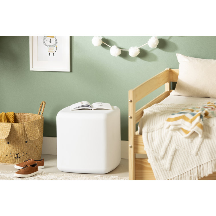 White Polyethylene Resin Cubic Scandinavian Nightstand