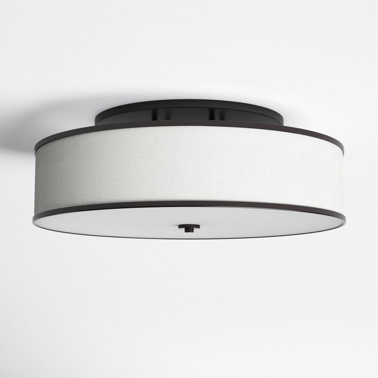 Lennon 30" Ivory Linen Shade Oil Rubbed Bronze Semi-Flush Mount