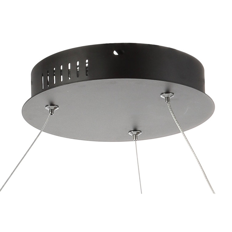 Matte Black Modern LED Drum Pendant Light - 15.75" Diameter