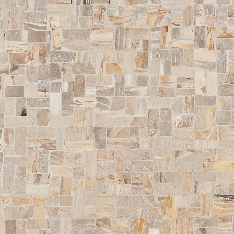 Antique Brown Petrified Wood Mosaic Tile for Indoor and Outdoor