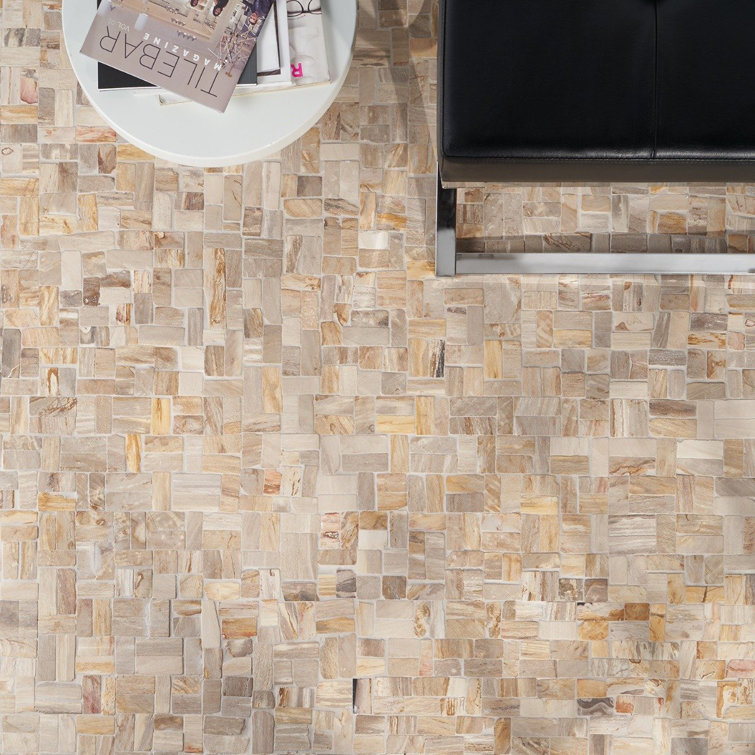 Antique Brown Petrified Wood Mosaic Tile for Indoor and Outdoor