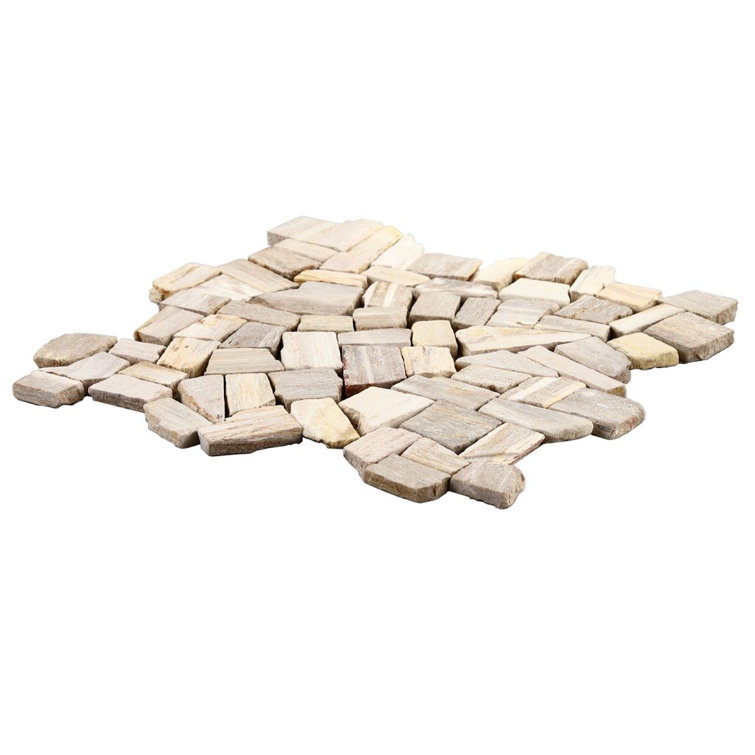 Petra Tumbled Brown Marble Mosaic Tile 12" x 12"