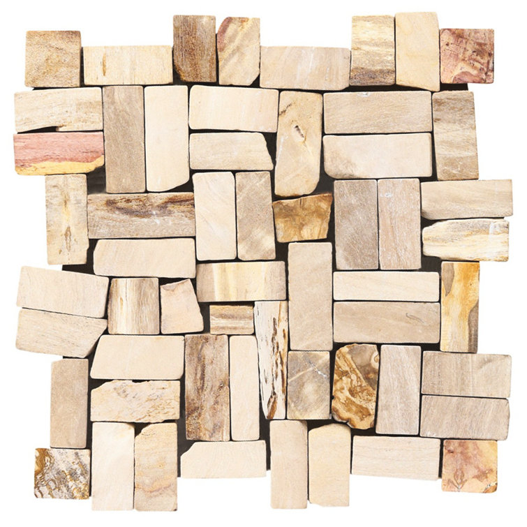 Antique Brown Petrified Wood Mosaic Tile for Indoor and Outdoor
