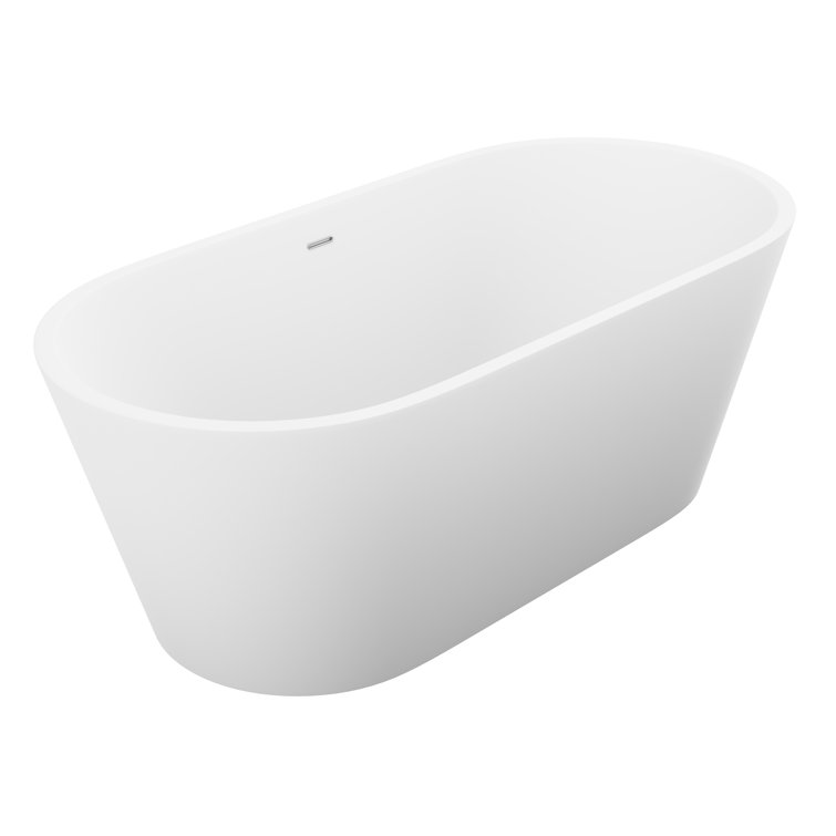 Kosima 66.8'' Matte White Stone Resin Freestanding Bathtub