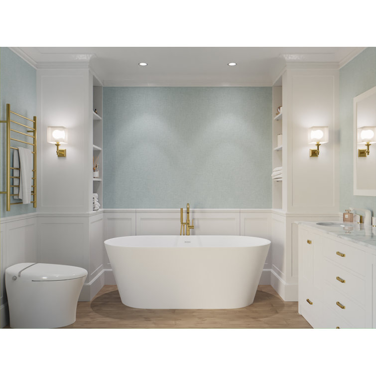 Rossetto 66.8'' Matte White Solid Surface Freestanding Bathtub