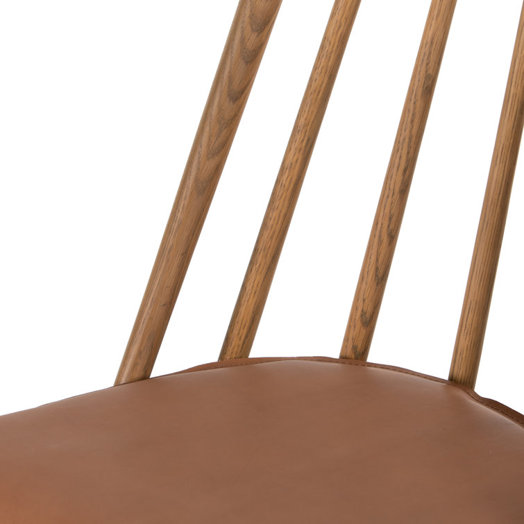 Sandy Oak Backless Saddle Style Leather Bar Stool 44''