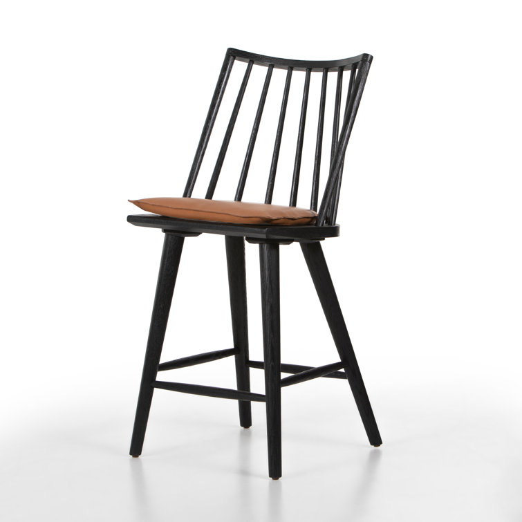 Black and Brown Leather Saddle Style Backless Counter Stool