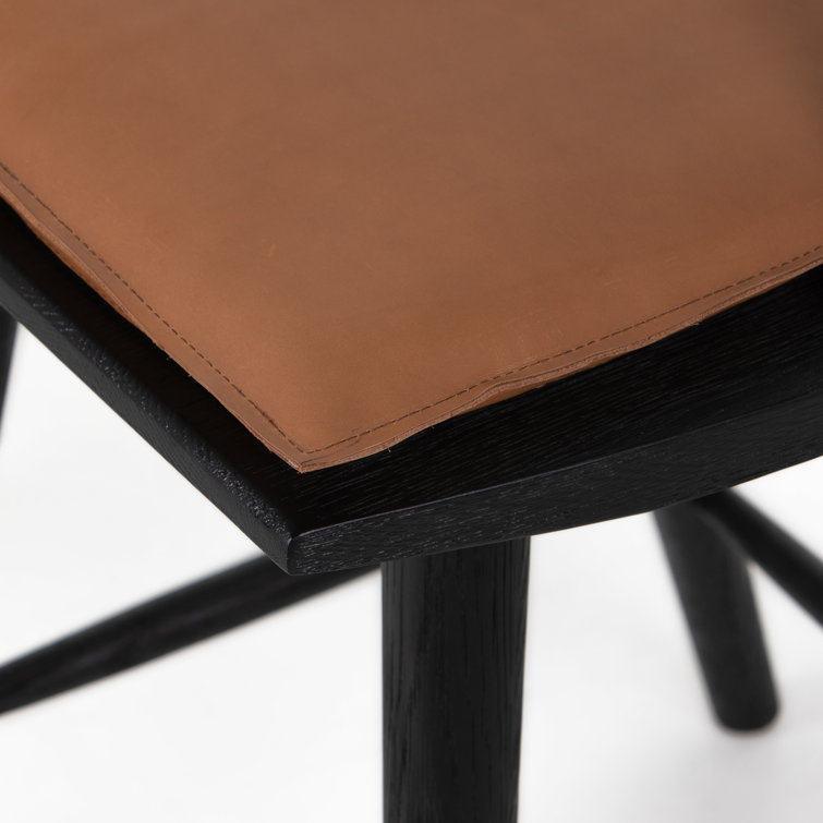 Black and Brown Leather Saddle Style Backless Counter Stool