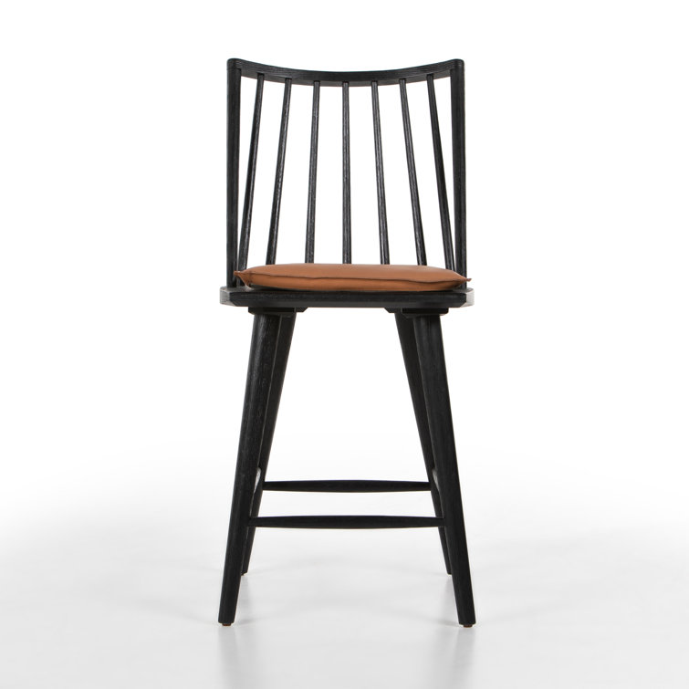 Black and Brown Leather Saddle Style Backless Counter Stool
