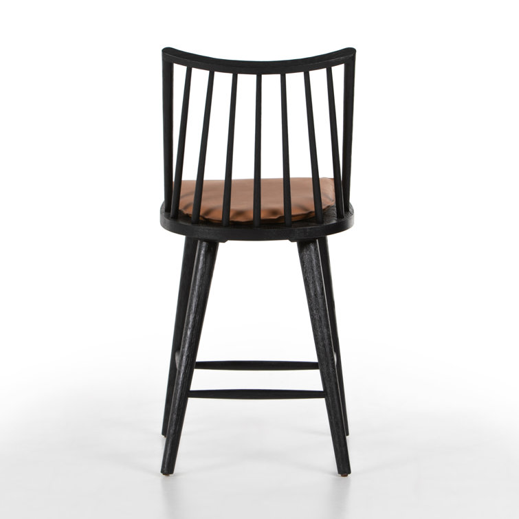 Black and Brown Leather Saddle Style Backless Counter Stool