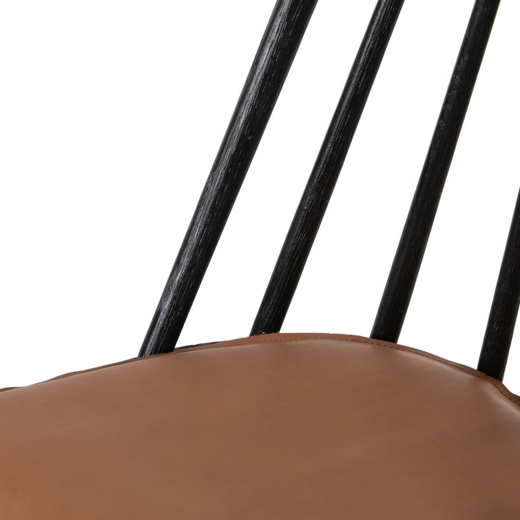 Black and Brown Leather Saddle Style Backless Counter Stool