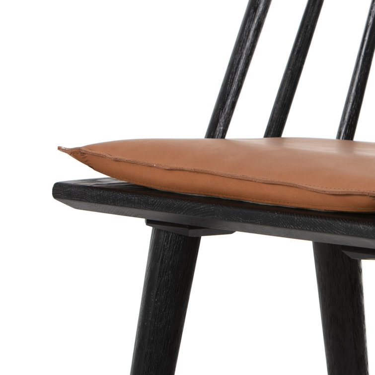 Black and Brown Leather Saddle Style Backless Counter Stool