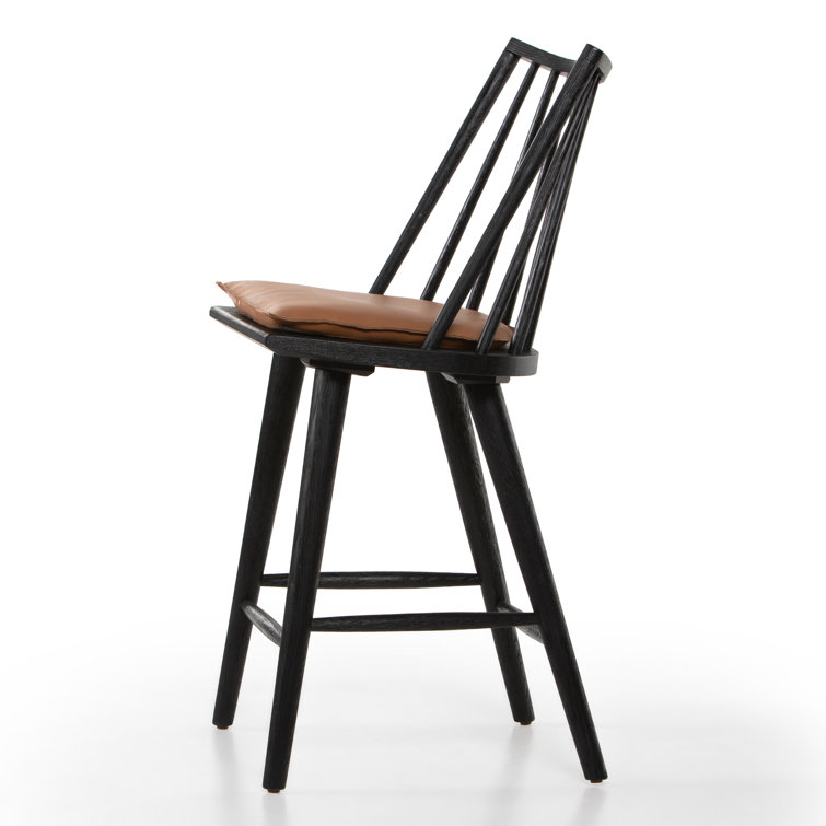 Black and Brown Leather Saddle Style Backless Counter Stool