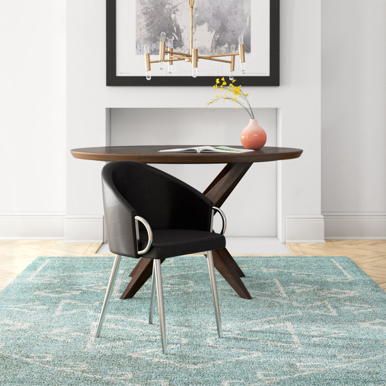 Black Faux Leather Upholstered Side Chair with Metal Frame