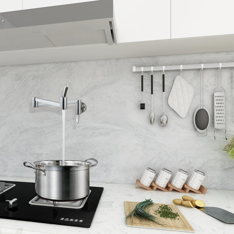 Chrome Wall Mount Folding Stretchable Pot Filler Faucet