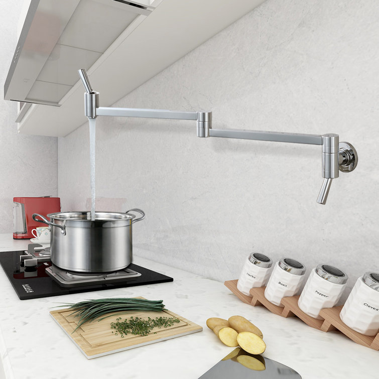 Chrome Wall Mount Folding Stretchable Pot Filler Faucet