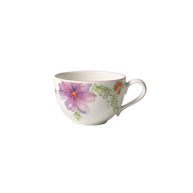 Mariefleur Multicolor Floral Porcelain Teacup with Trim Embellishment