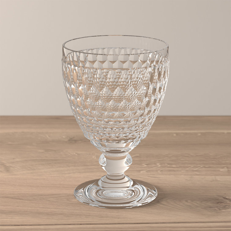 Boston Clear Crystal Goblet with Hobnail Design, 13.5 oz