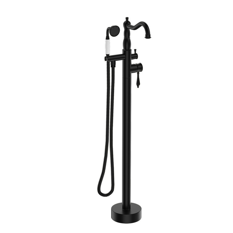 Matte Black Freestanding Bathtub Faucet with Hand Shower