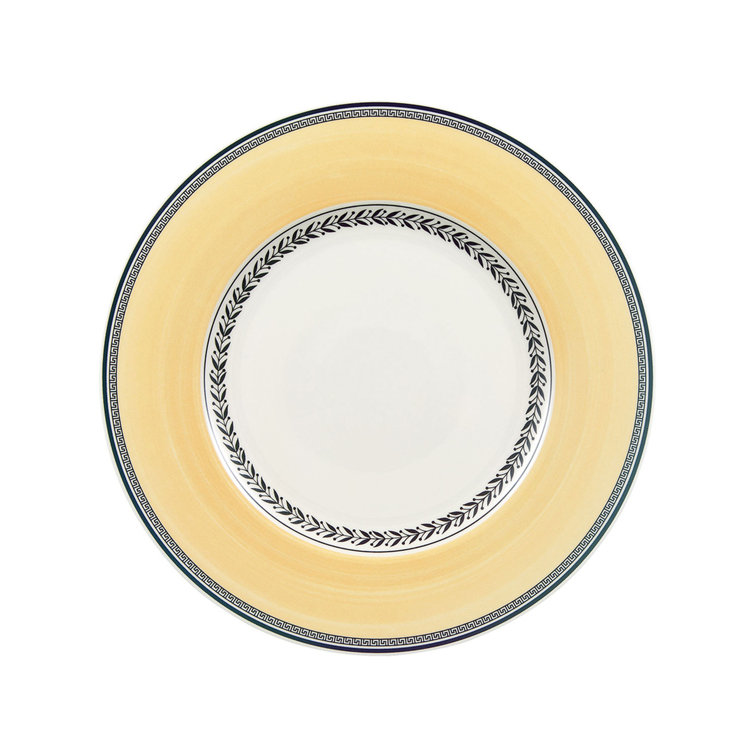 Yellow Floral Pattern Round Porcelain Dinner Plate