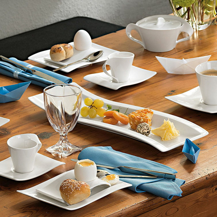 Modern White Porcelain 5-Piece Antipasti Dinnerware Set for 2