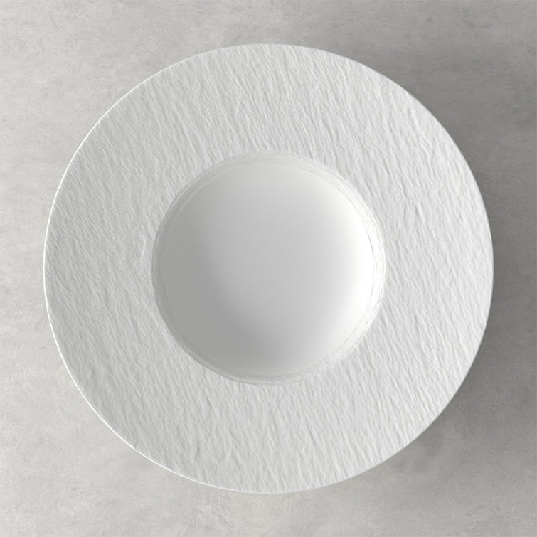 Off-White Textured Porcelain Round Pasta Bowl