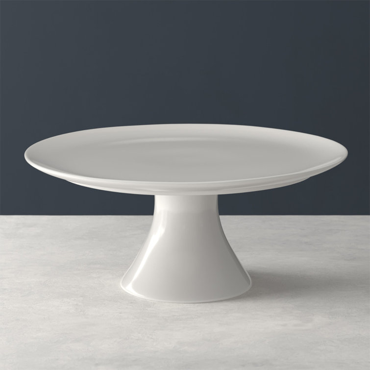 Elegant White Ceramic Pedestal Cake Plate