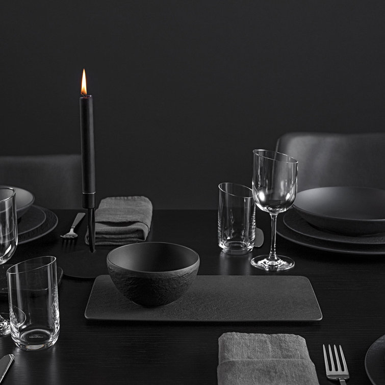 Black Textured Ceramic Rectangular Serving Tray