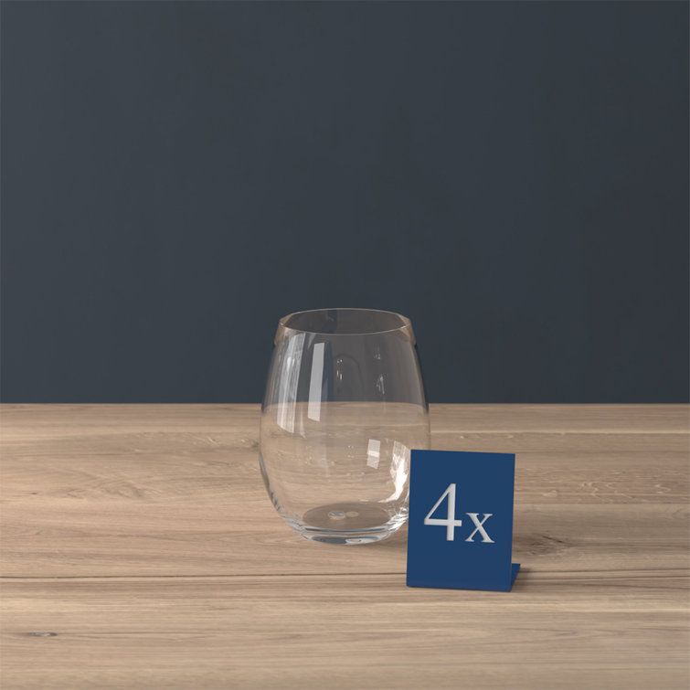 Clear Crystal Stemless Wine Glasses Set of Four