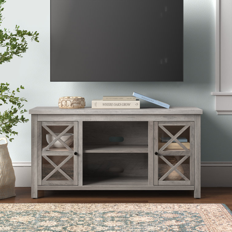 Modern Farmhouse 47'' Gray Oak TV Stand with Fireplace Cabinet
