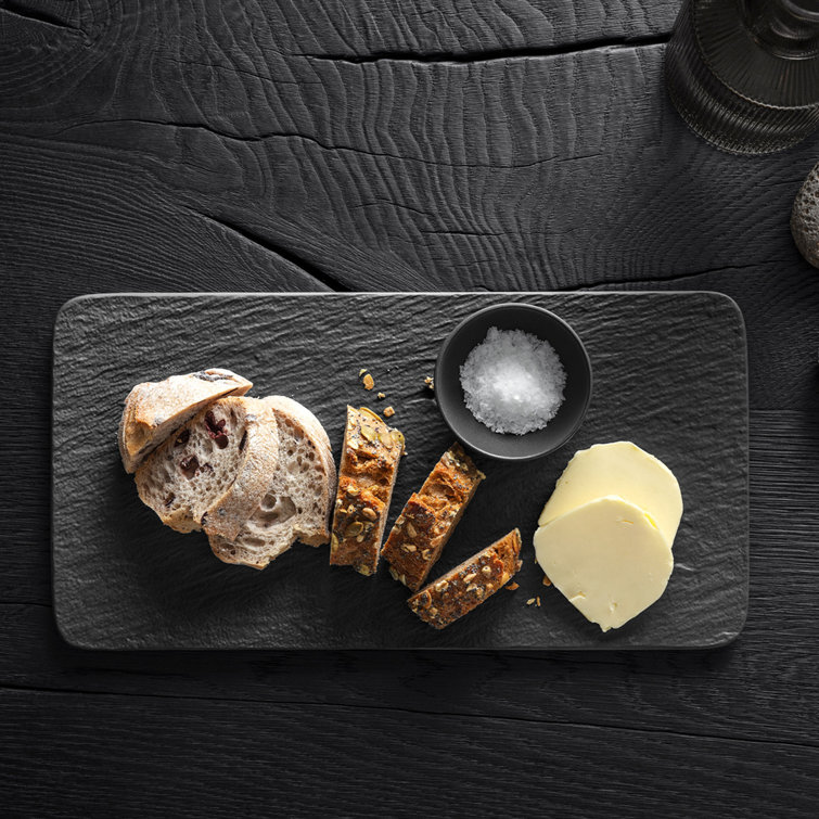 Black Textured Ceramic Rectangular Serving Tray