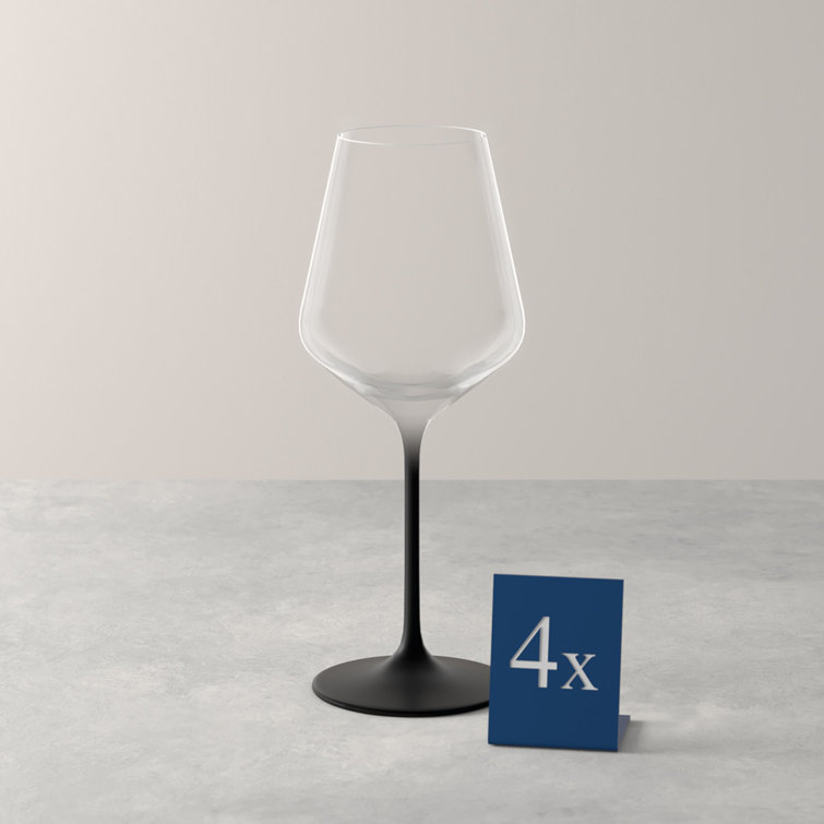 Elegant Black Stem Crystal White Wine Glass Set of 4