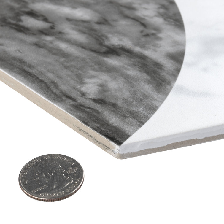 Classico Bardiglio Moon 7" x 8" Porcelain Marble Hex Tile