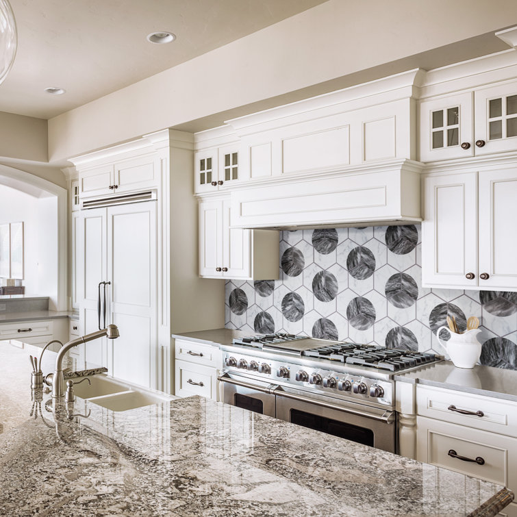 Classico Bardiglio Moon 7" x 8" Porcelain Marble Hex Tile