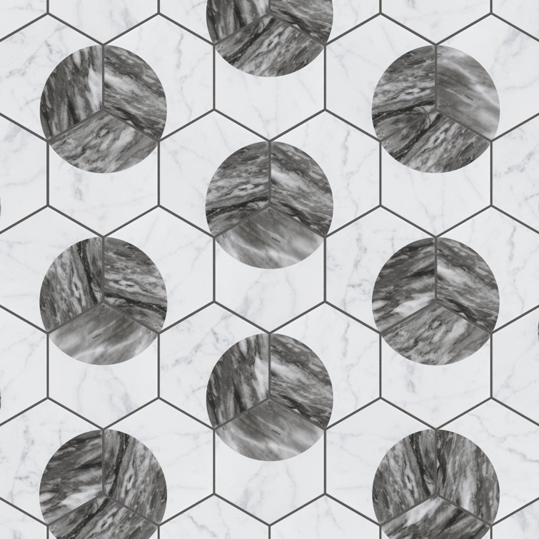 Classico Bardiglio Moon 7" x 8" Porcelain Marble Hex Tile