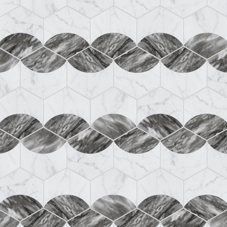 Classico Bardiglio Moon 7" x 8" Porcelain Marble Hex Tile