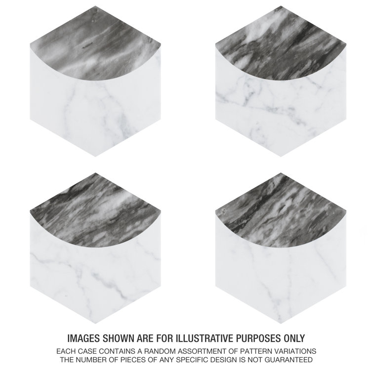 Classico Bardiglio Moon 7" x 8" Porcelain Marble Hex Tile