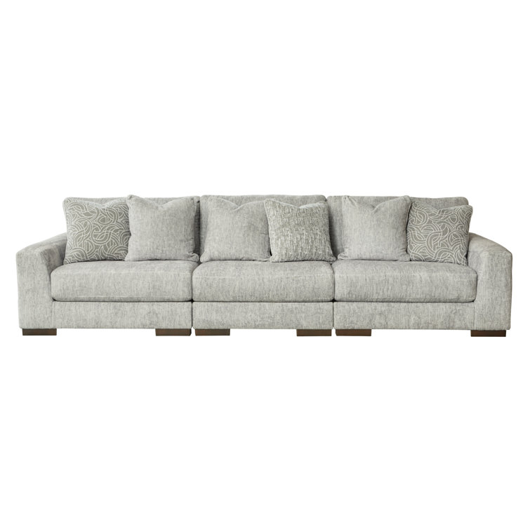 Gray Chevron Fabric 3-Piece Sectional Sofa