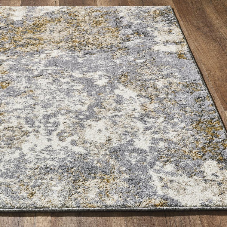Abstract Splatter 6' x 9' Gray Synthetic Area Rug