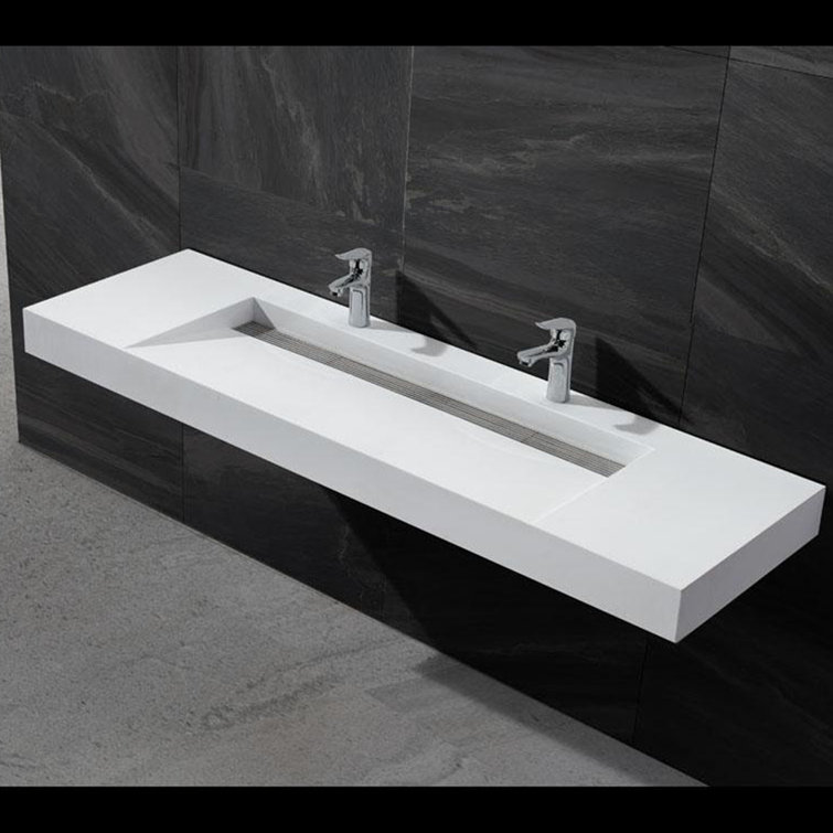 ADM Bathroom 18.9'' Square Trough, Wall Mount Bathroom Sink