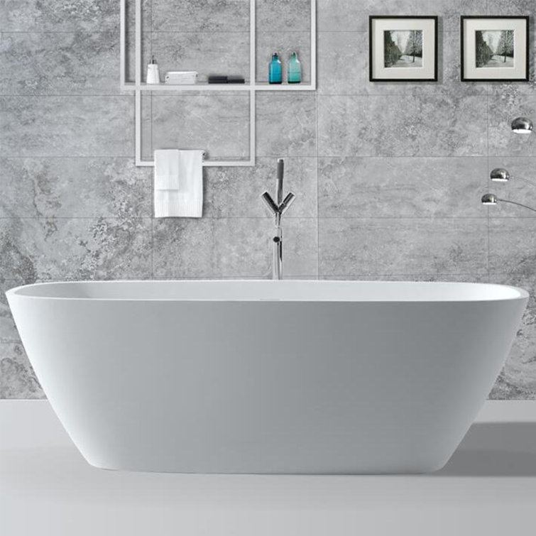 67'' Matte White Stone Resin Freestanding Bathtub