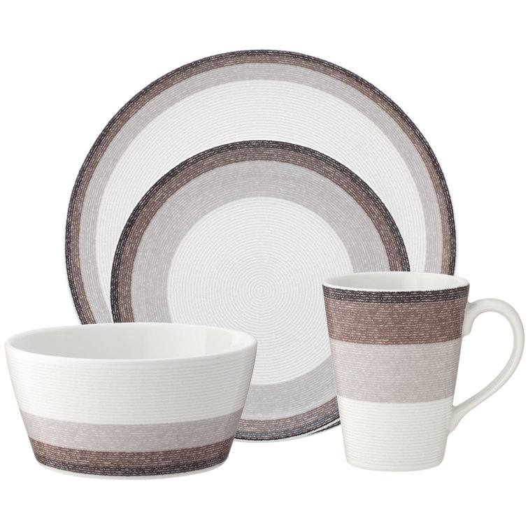 Canyon White Porcelain 4-Piece Textured Breakfast Set