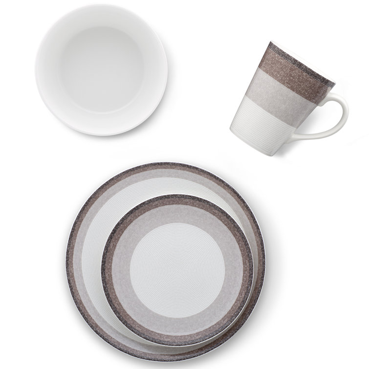 Canyon White Porcelain 4-Piece Textured Breakfast Set