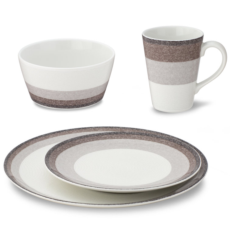Canyon White Porcelain 4-Piece Textured Breakfast Set