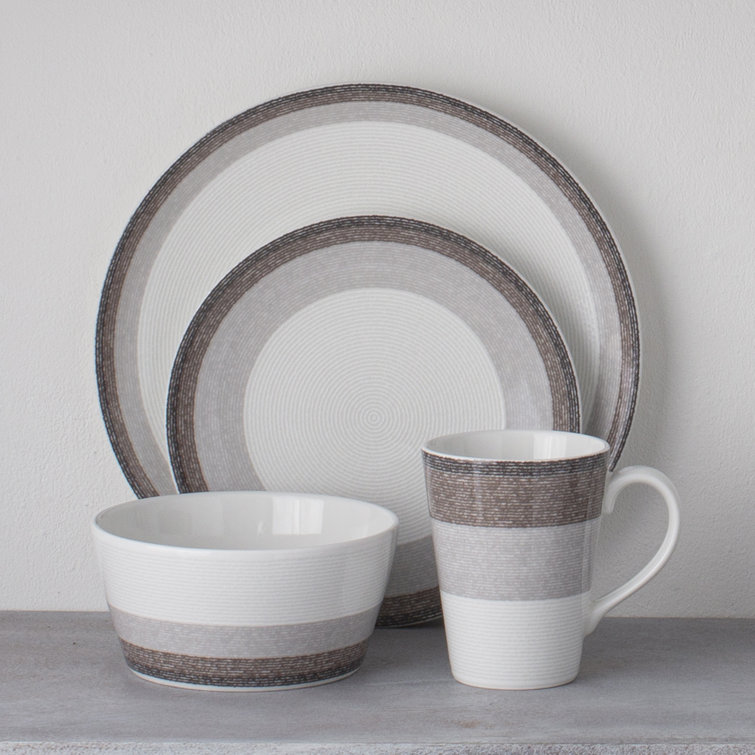 Canyon White Porcelain 4-Piece Textured Breakfast Set