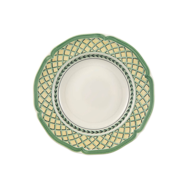 French Garden Orange Porcelain Rim Soup Bowl, 9 inches